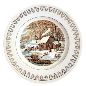 Currier & Ives Roy Thomas A Home in the Wilderness 8" Collectible Plate #U597